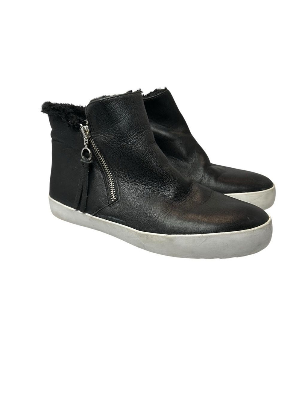 Rebecca Minkoff Shelly Black Side Zip Leather Ankle Sneaker Women’s Size 7.5M‎